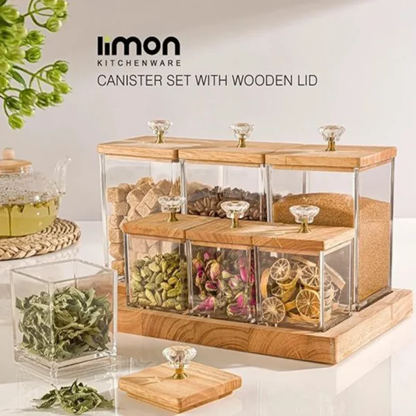 ست بانکه و ادویه کفه دار درب چوبی لیمون